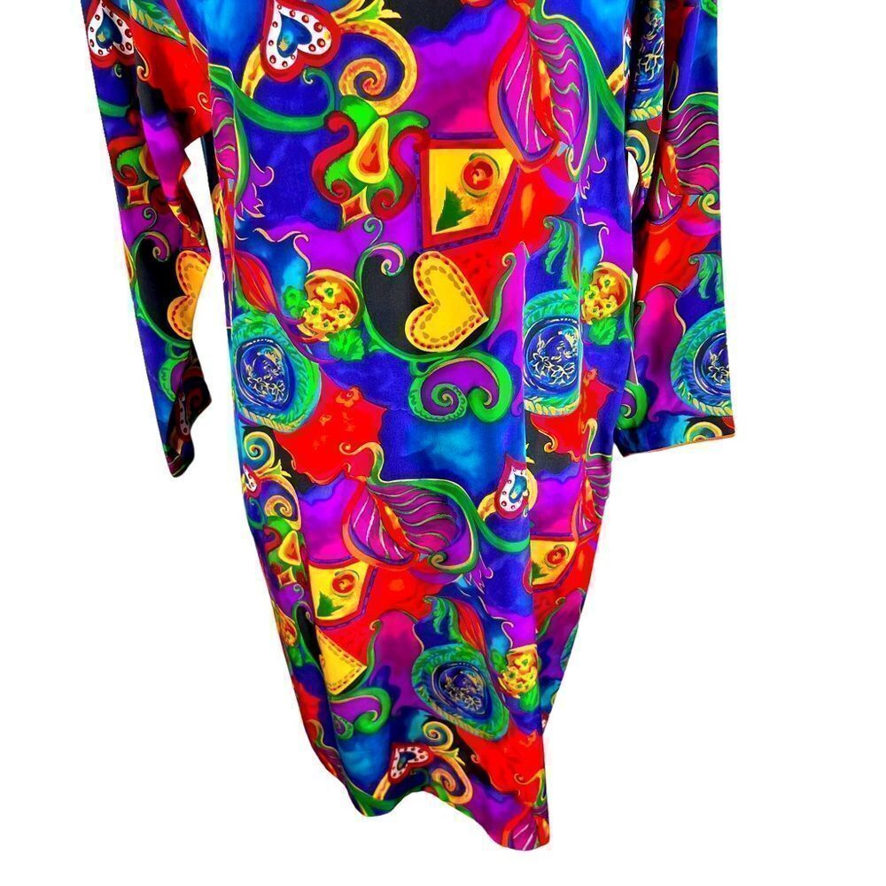 Vintage Pat Argenti Vibrant Psychedelic Vibrant Pure Silk Dress - Picture 7 of 10
